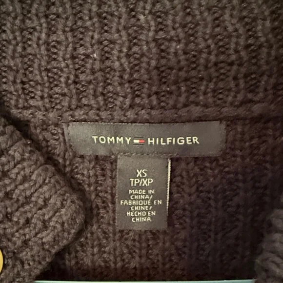 Tommy Hilfiger Dark Blue Knit Cardigan with Brown Accents - Picture 2 of 5